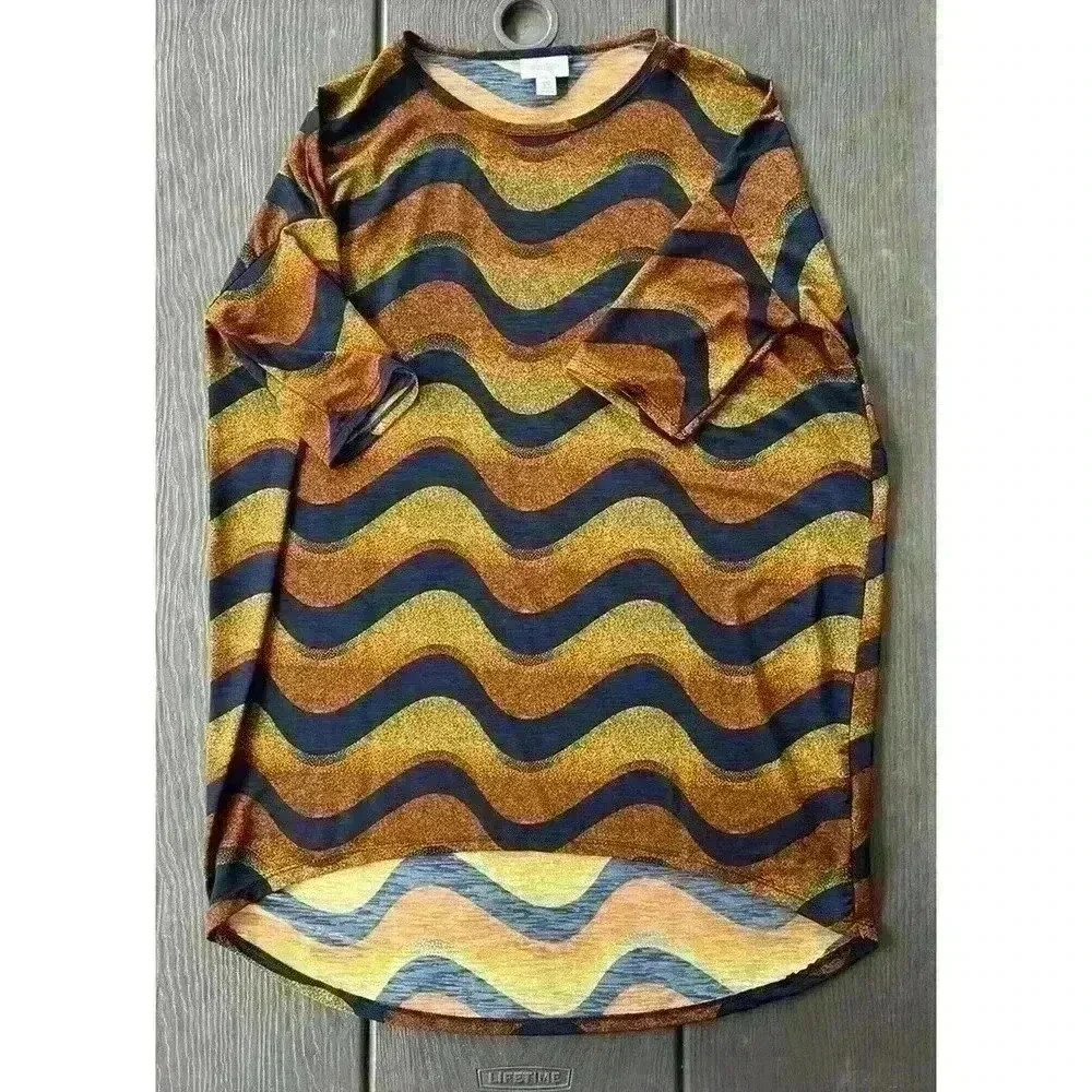 LuLaRoe Irma Tunic Top Sz XS Multicolored Striped Silky Feel